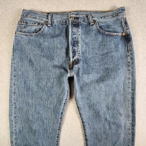 Levis 501 Jeans Mens 36x32 Blue‎ Denim Pants Button Fly Straight Workwear